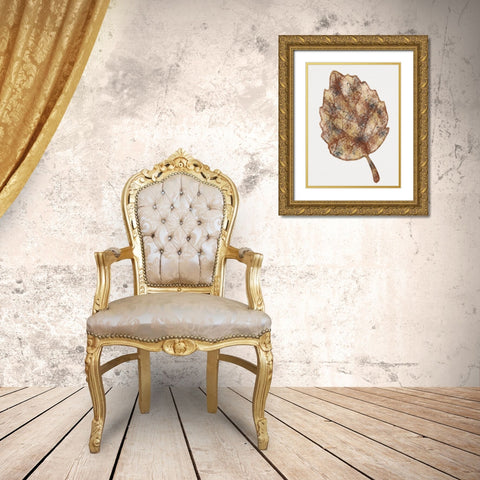 Watercolor Leaf 1 Gold Ornate Wood Framed Art Print with Double Matting by Gibbons, Lauren