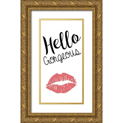 Hello Gold Ornate Wood Framed Art Print with Double Matting by Gibbons, Lauren