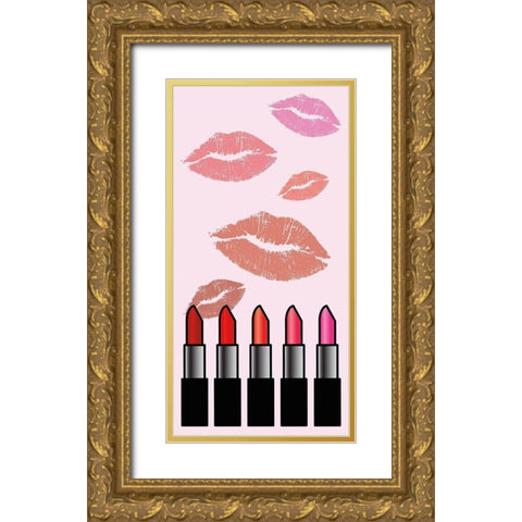 Lipstick Gold Ornate Wood Framed Art Print with Double Matting by Gibbons, Lauren