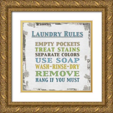 Laundry Rules Gold Ornate Wood Framed Art Print with Double Matting by Gibbons, Lauren