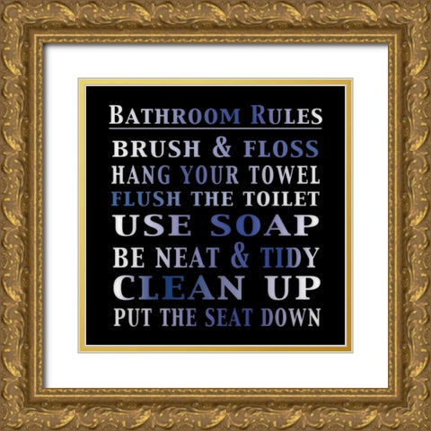 Bath Rules 2b Gold Ornate Wood Framed Art Print with Double Matting by Gibbons, Lauren