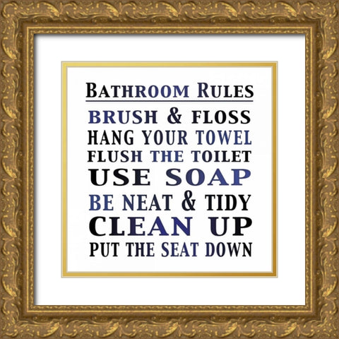 Bath Rules 2 Gold Ornate Wood Framed Art Print with Double Matting by Gibbons, Lauren