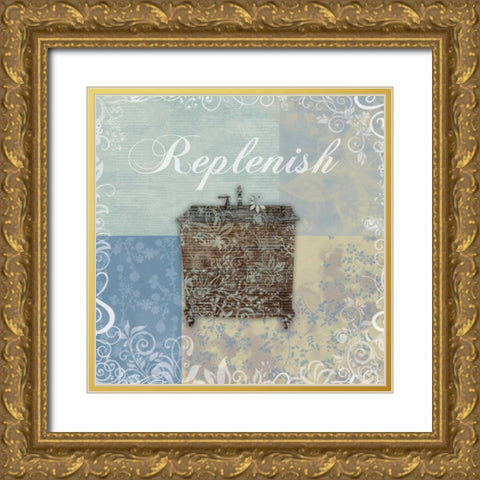 Replenish Bath Tub Gold Ornate Wood Framed Art Print with Double Matting by Gibbons, Lauren