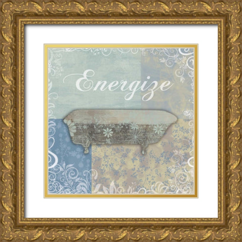 Energize Bath Tub Gold Ornate Wood Framed Art Print with Double Matting by Gibbons, Lauren