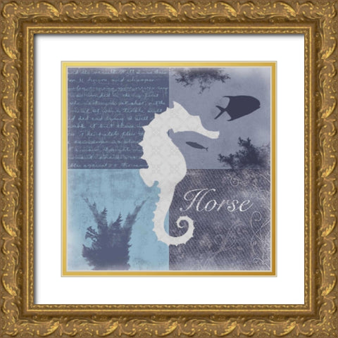 Beach Horse Gold Ornate Wood Framed Art Print with Double Matting by Gibbons, Lauren