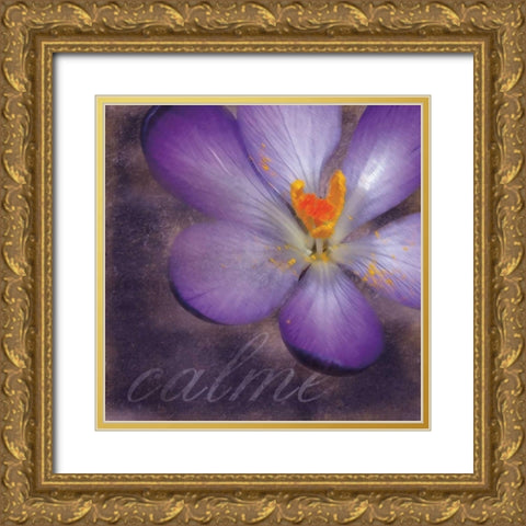 Calm Flower Gold Ornate Wood Framed Art Print with Double Matting by Gibbons, Lauren