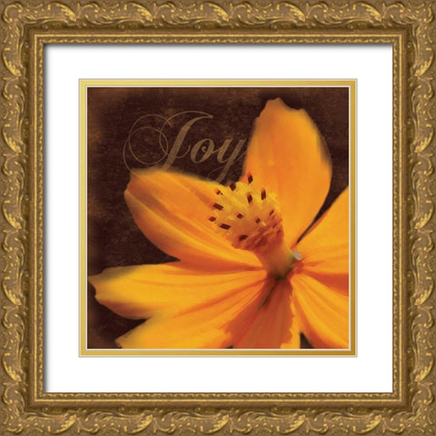 Joy Flower Gold Ornate Wood Framed Art Print with Double Matting by Gibbons, Lauren