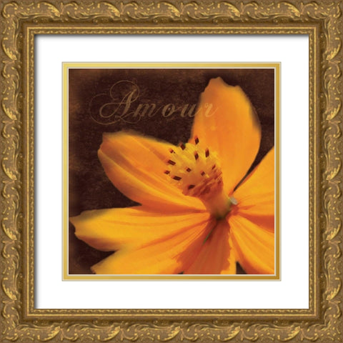Amour Flower Gold Ornate Wood Framed Art Print with Double Matting by Gibbons, Lauren