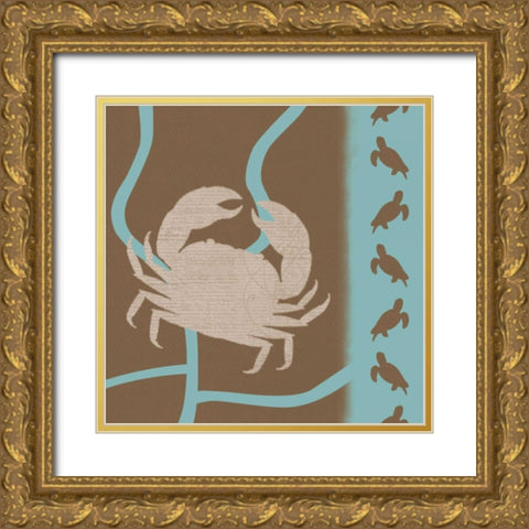 Crab Pattern Gold Ornate Wood Framed Art Print with Double Matting by Gibbons, Lauren