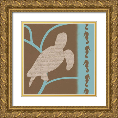 Turtle Pattern Gold Ornate Wood Framed Art Print with Double Matting by Gibbons, Lauren