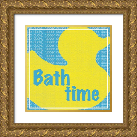 Bath Time Ducky Gold Ornate Wood Framed Art Print with Double Matting by Gibbons, Lauren