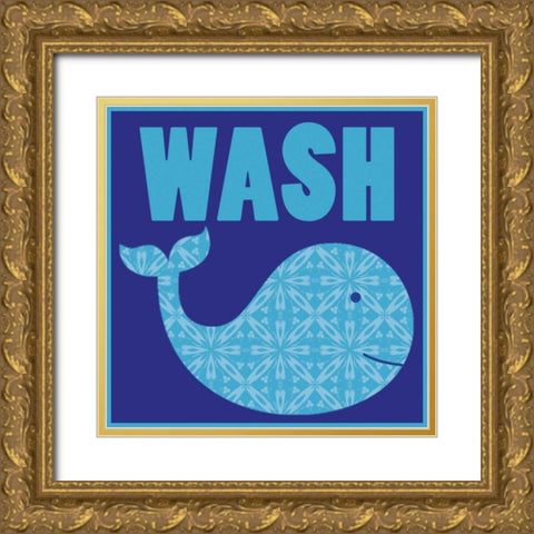 Wash Whale Gold Ornate Wood Framed Art Print with Double Matting by Gibbons, Lauren