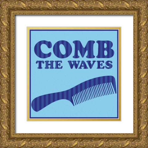 Comb The Waves Gold Ornate Wood Framed Art Print with Double Matting by Gibbons, Lauren