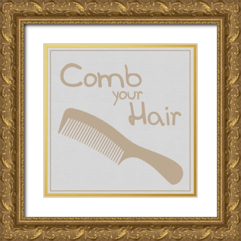 Comb Hair Brown Gold Ornate Wood Framed Art Print with Double Matting by Gibbons, Lauren