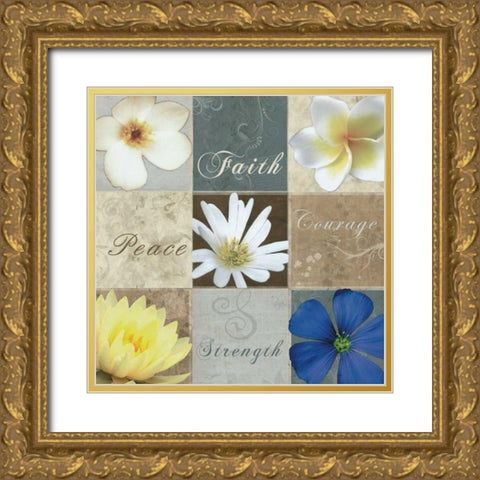 9 Box Blues Gold Ornate Wood Framed Art Print with Double Matting by Gibbons, Lauren