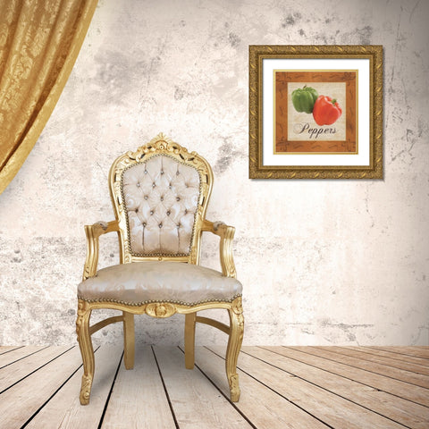 Peppers Gold Ornate Wood Framed Art Print with Double Matting by Gibbons, Lauren