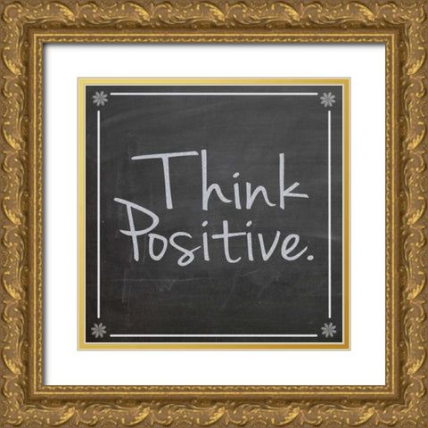 Think Positive Gold Ornate Wood Framed Art Print with Double Matting by Gibbons, Lauren