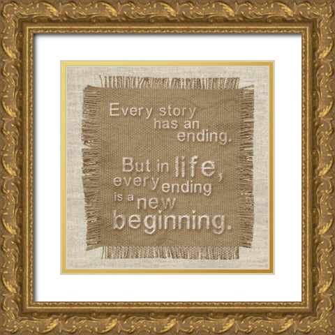 Burlap Beginning Gold Ornate Wood Framed Art Print with Double Matting by Gibbons, Lauren