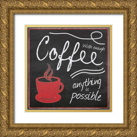 Red Cup Coffee Gold Ornate Wood Framed Art Print with Double Matting by Gibbons, Lauren