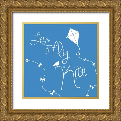 Fly A Kite Gold Ornate Wood Framed Art Print with Double Matting by Gibbons, Lauren