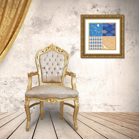 Kite Combo Gold Ornate Wood Framed Art Print with Double Matting by Gibbons, Lauren