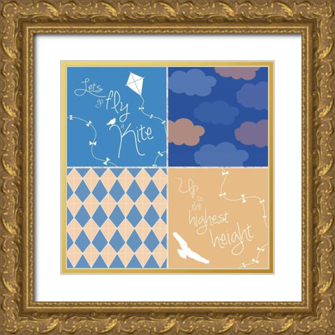 Kite Combo Gold Ornate Wood Framed Art Print with Double Matting by Gibbons, Lauren