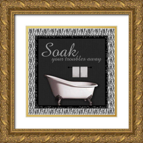 BathTub Zebra A Gold Ornate Wood Framed Art Print with Double Matting by Gibbons, Lauren