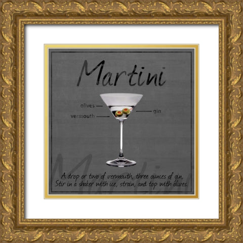 Martini Gray Gold Ornate Wood Framed Art Print with Double Matting by Gibbons, Lauren