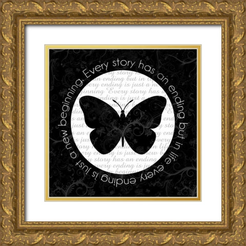 Butterfly Gold Ornate Wood Framed Art Print with Double Matting by Gibbons, Lauren