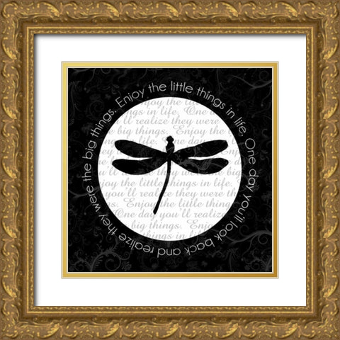 Dragonfly Gold Ornate Wood Framed Art Print with Double Matting by Gibbons, Lauren