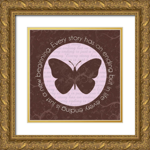 Butterfly Brown Gold Ornate Wood Framed Art Print with Double Matting by Gibbons, Lauren