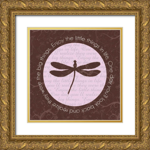 Dragonfly Brown Gold Ornate Wood Framed Art Print with Double Matting by Gibbons, Lauren