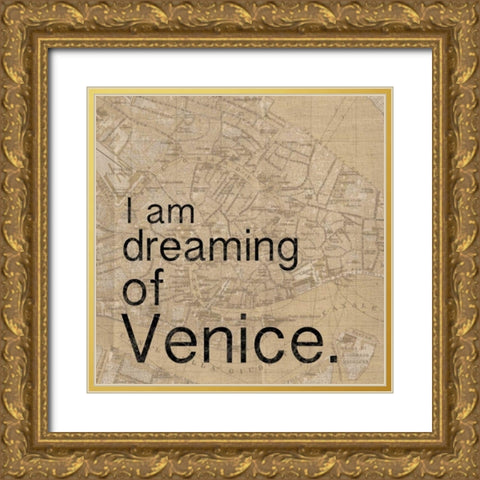 Map Venice Gold Ornate Wood Framed Art Print with Double Matting by Gibbons, Lauren