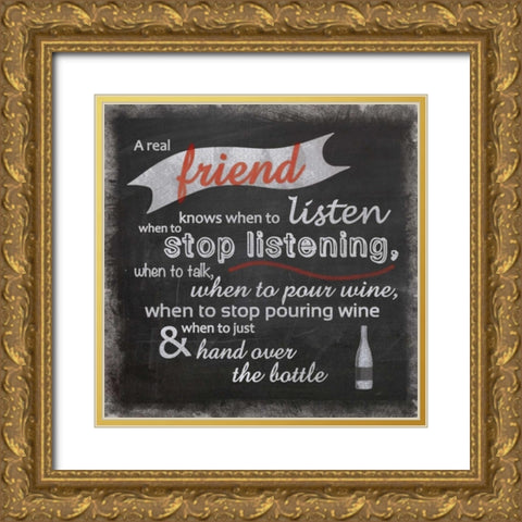 Real Friend Gold Ornate Wood Framed Art Print with Double Matting by Gibbons, Lauren