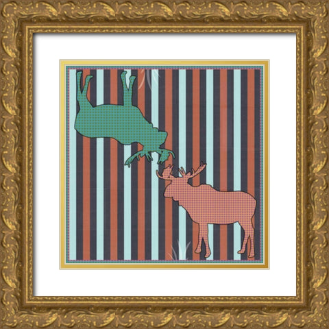 Moose Patterns Gold Ornate Wood Framed Art Print with Double Matting by Gibbons, Lauren