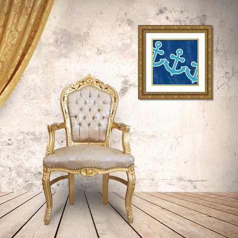 Blue Anchor Gold Ornate Wood Framed Art Print with Double Matting by Gibbons, Lauren