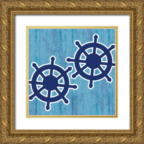 Blue Wheel Gold Ornate Wood Framed Art Print with Double Matting by Gibbons, Lauren