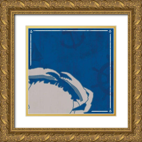 Blue  Sea Crab Gold Ornate Wood Framed Art Print with Double Matting by Gibbons, Lauren