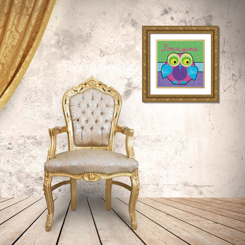 Highlighter Imagine Owl Gold Ornate Wood Framed Art Print with Double Matting by Gibbons, Lauren