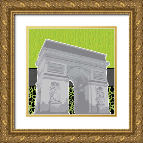 Eiffel Tween Green 2 Gold Ornate Wood Framed Art Print with Double Matting by Gibbons, Lauren