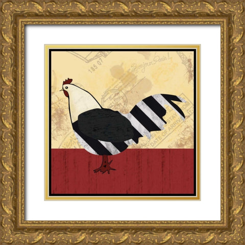 A Black Hen Gold Ornate Wood Framed Art Print with Double Matting by Gibbons, Lauren