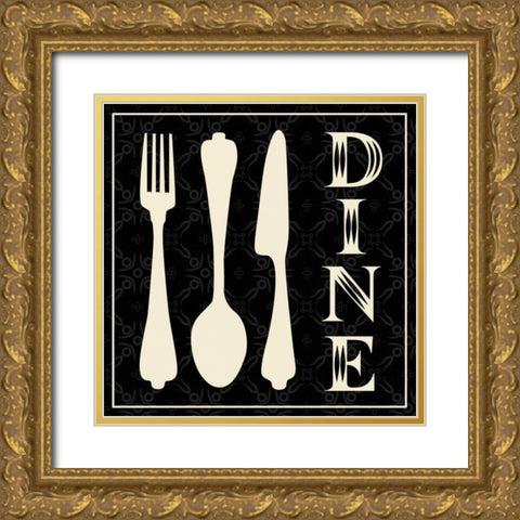 Dine Utensils Gold Ornate Wood Framed Art Print with Double Matting by Gibbons, Lauren