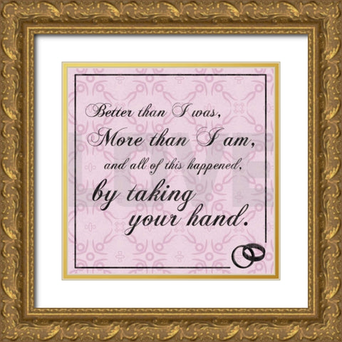 Wedding Hands Pink Gold Ornate Wood Framed Art Print with Double Matting by Gibbons, Lauren