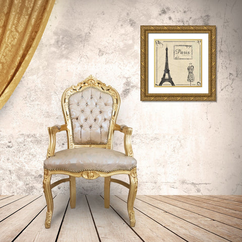 Paris 2b Gold Ornate Wood Framed Art Print with Double Matting by Gibbons, Lauren