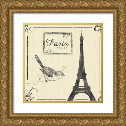 Paris Gold Ornate Wood Framed Art Print with Double Matting by Gibbons, Lauren