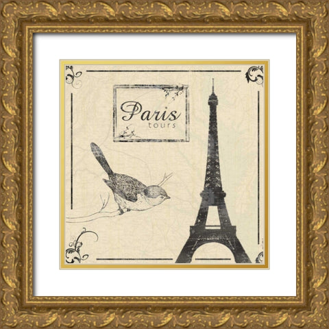 Paris b Gold Ornate Wood Framed Art Print with Double Matting by Gibbons, Lauren