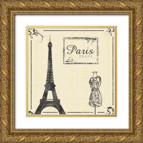 Paris 2 Gold Ornate Wood Framed Art Print with Double Matting by Gibbons, Lauren