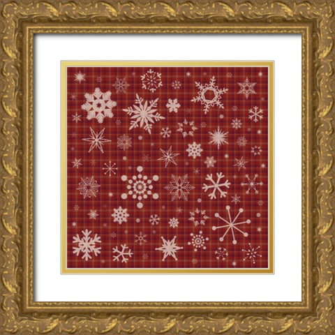 Snow Flake 2 Gold Ornate Wood Framed Art Print with Double Matting by Gibbons, Lauren