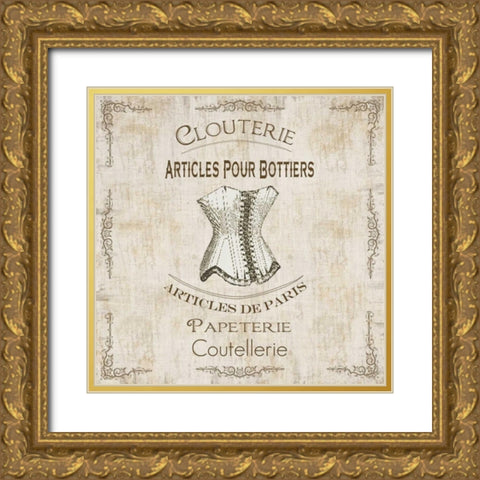Parchment  Bath  Bustier Gold Ornate Wood Framed Art Print with Double Matting by Gibbons, Lauren