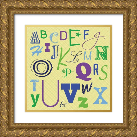 Kids Alphabet Gold Ornate Wood Framed Art Print with Double Matting by Gibbons, Lauren